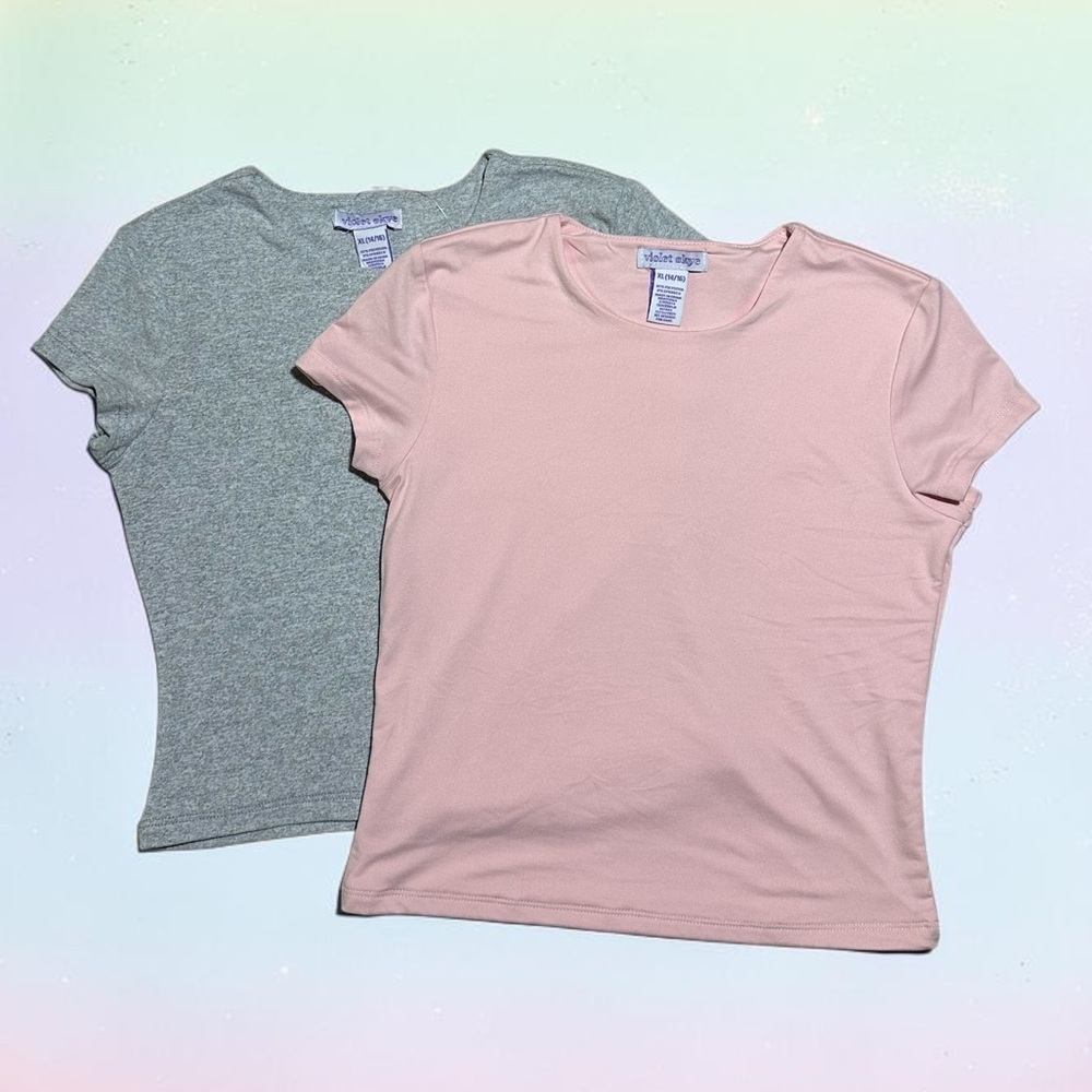 Violet Skye. NWT. Soft Short-Sleeve Tees - Pink & Gray (2-Pack) Girl 14/16